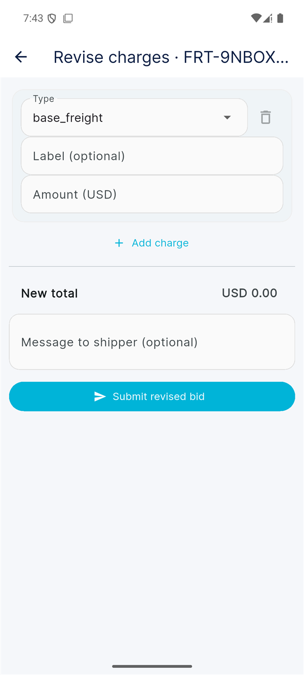 Bid Builder screen