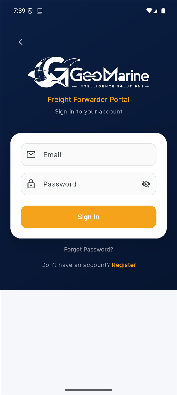 Login screen
