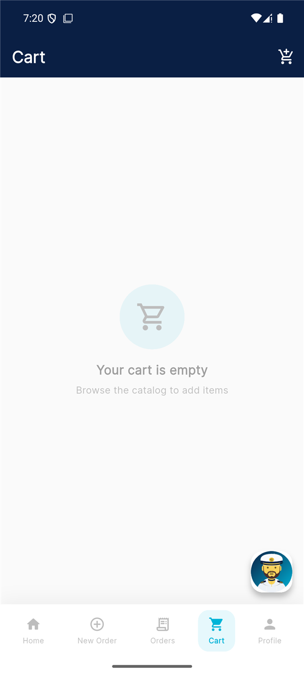 Cart screen