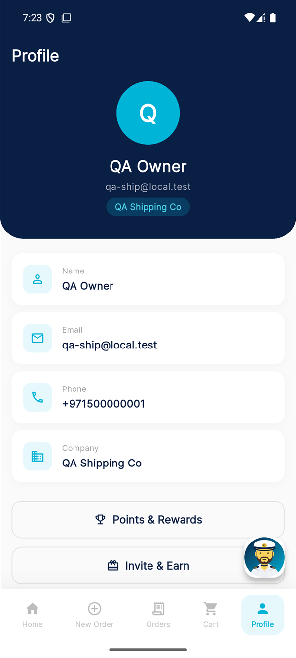 Profile screen