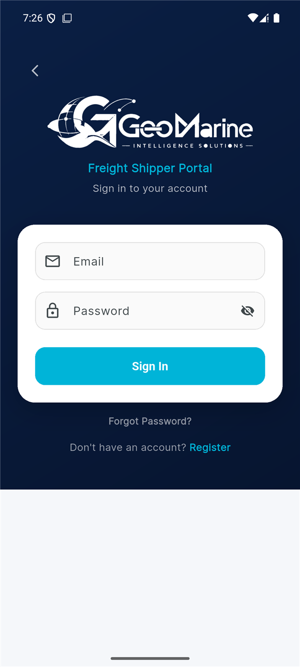 Login screen