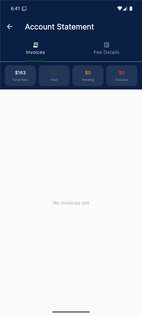 Invoices screen