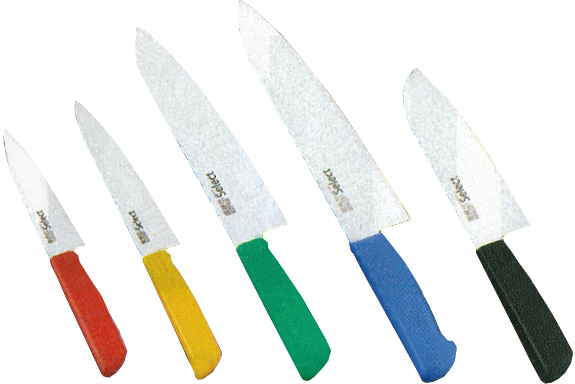 FRENCH KNIFE S. STEEL BLADE, 200MM W/RED PLASTIC HANDLE