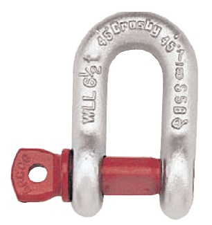 SHACKLE STRAIGHT FORGED CROSBY, SCREW PIN G-210 GALV 1/4"