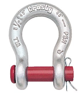 SHACKLE BOW TYPE FORGED CROSBY, ROUND PIN G-213 GALV 1/4"