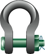 SHACKLE SLING BOW W/SAFETYBOLT, GREEN PIN P-6033 22MM 7TON