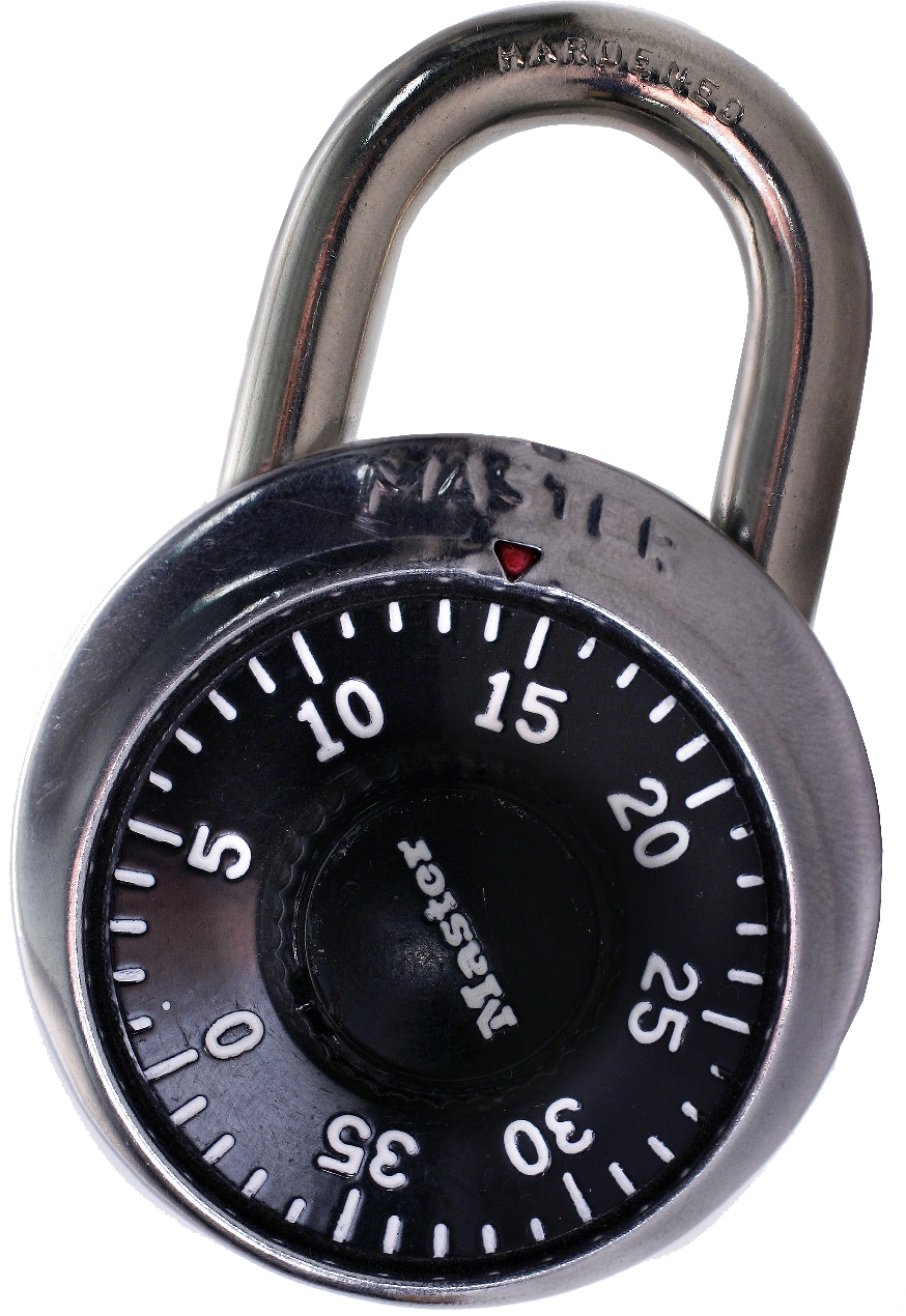 PADLOCK COMBINATION STANDARD, DIAL FIXED 3 DIGIT LOCK 