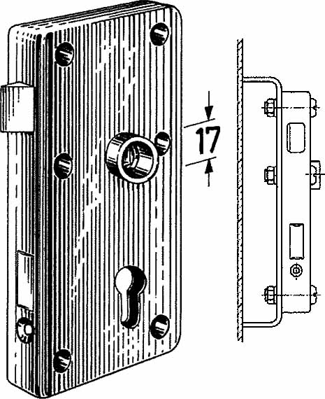 RIM LOCK F/HEAVY DOOR S.STEEL, LEFT HAND INWARD #3827Z