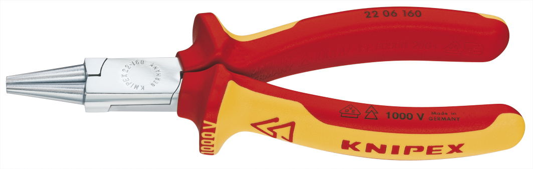 PLIER ROUND NOSE INSULATED, UPTO 1000V L:160MM 