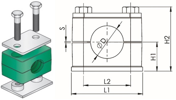 CLAMP TUBE POLYPROPYLENE, W/WELD PLATE STANDARD 6MM 