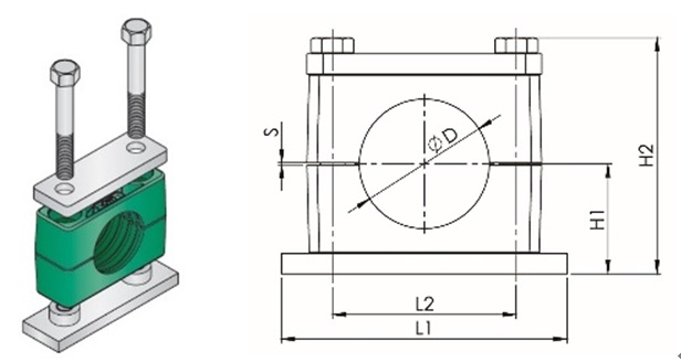 CLAMP TUBE POLYPROPYLENE, W/WELD PLATE HEAVY 6MM 