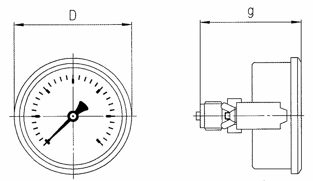 GAUGE PRESSURE W/GLYCERINE, REAR/U-CLAMP -1-5BAR 80MM G1/2