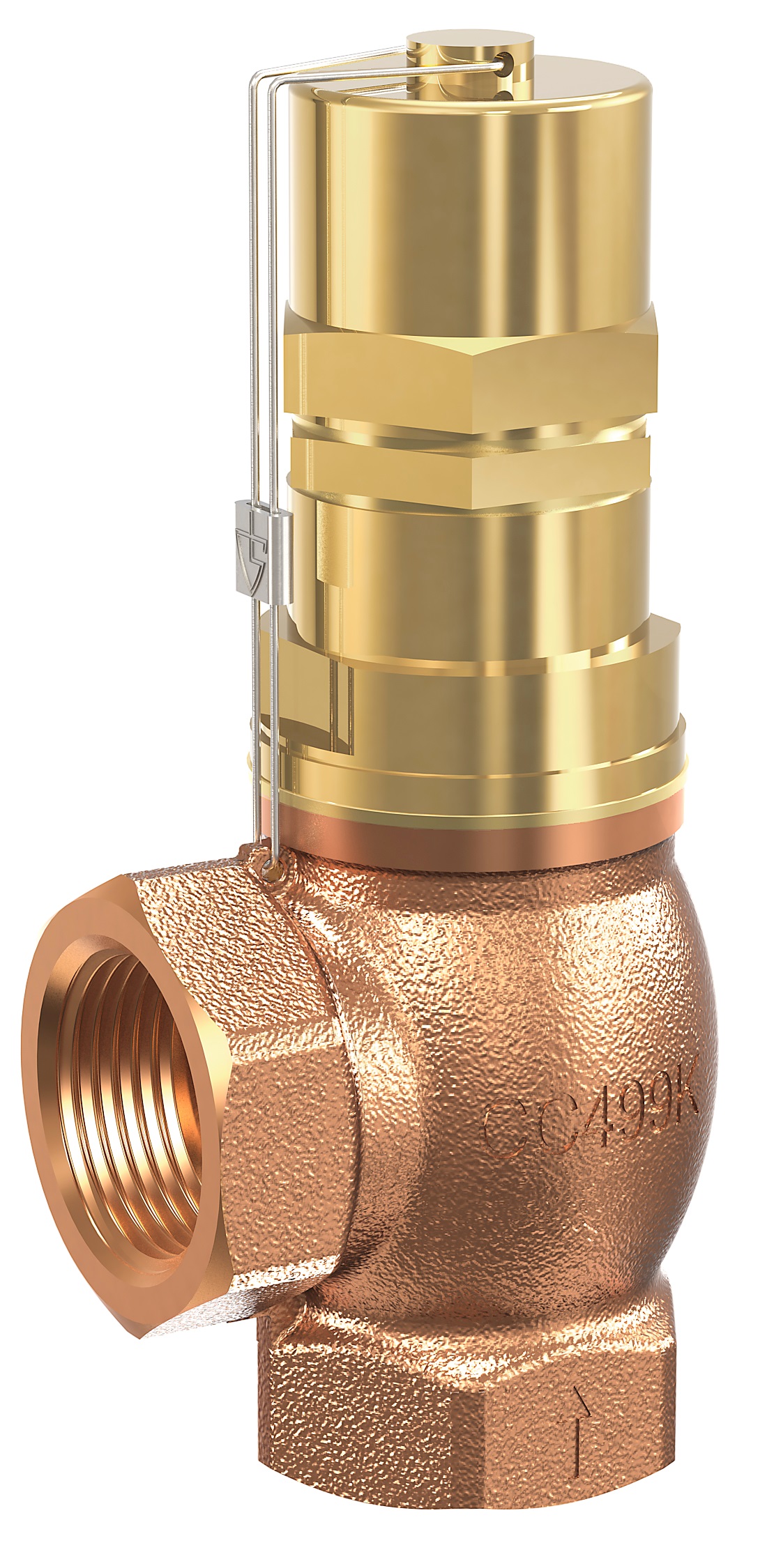 VALVE OVERFLOW RED BRASS DIN, #618T 3/8" W/TEFLON GASKET 