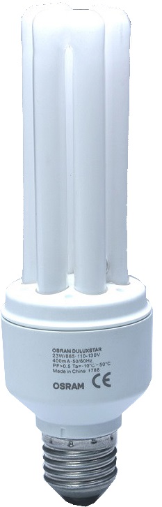 LAMP ENERGY SAVING DAYLIGHT, 130VAC 5W E27 T4-2U 40X120MM