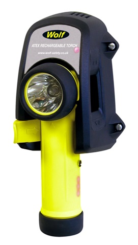 TORCH SAFETY WOLF RECHARGEABLE, ANGLE R-50 ATEX ZONE-1 LED
