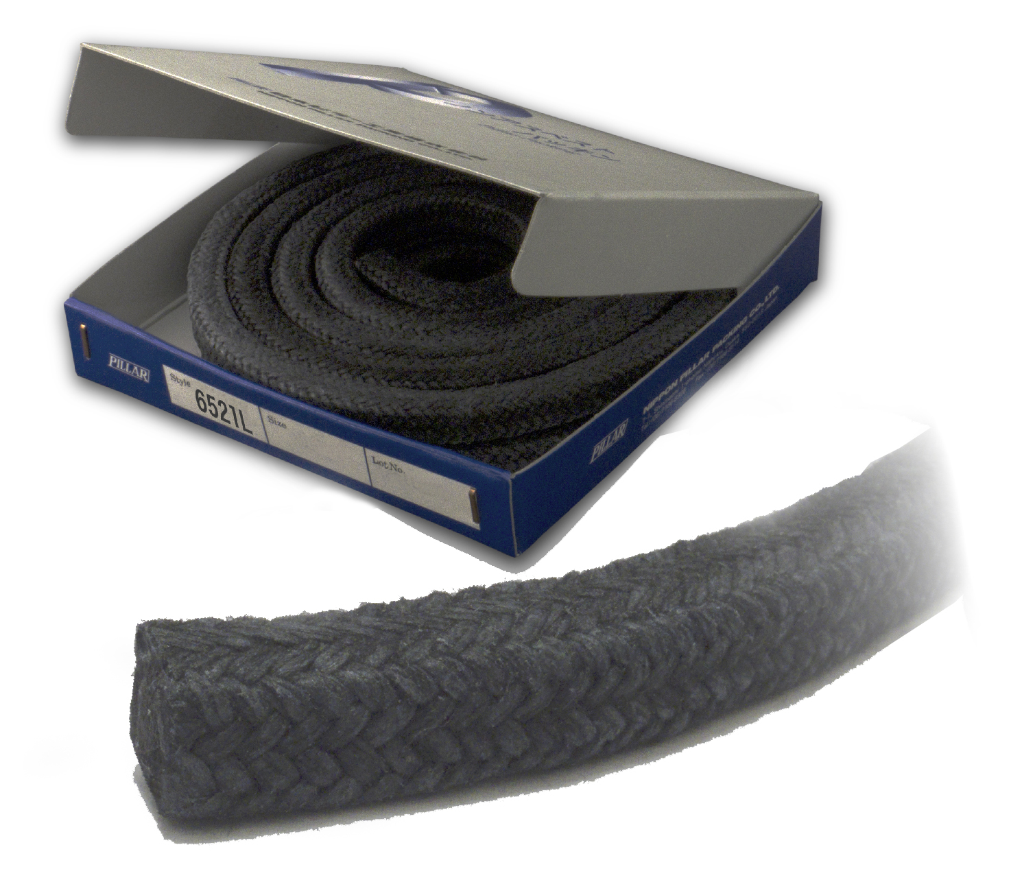 PACKING CARBONIZED FIBER BRAID, PILLAR NO.6521L 5MMX3MTR
