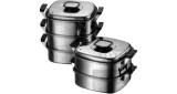 FOOD STEAMER CHINESE S.STEEL, 2 TIERS WITH LID 290MMX290MM