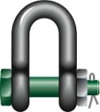 SHACKLE DEE W/SAFETY BOLT GALV, GREEN PIN G-4153 13MM 2TON 
