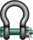 SHACKLE BOW W/SAFETY BOLT GALV, GREEN PIN G-4163 7MM 0.5TON 