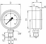 GAUGE PRESSURE GLYCERINE BOTTM, DIRECT -1-1.5BAR 63MM G1/4"