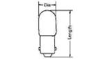 LAMP PILOT TUBULAR CLEAR BA-9S, 6.3V 0.15A 10X28MM
